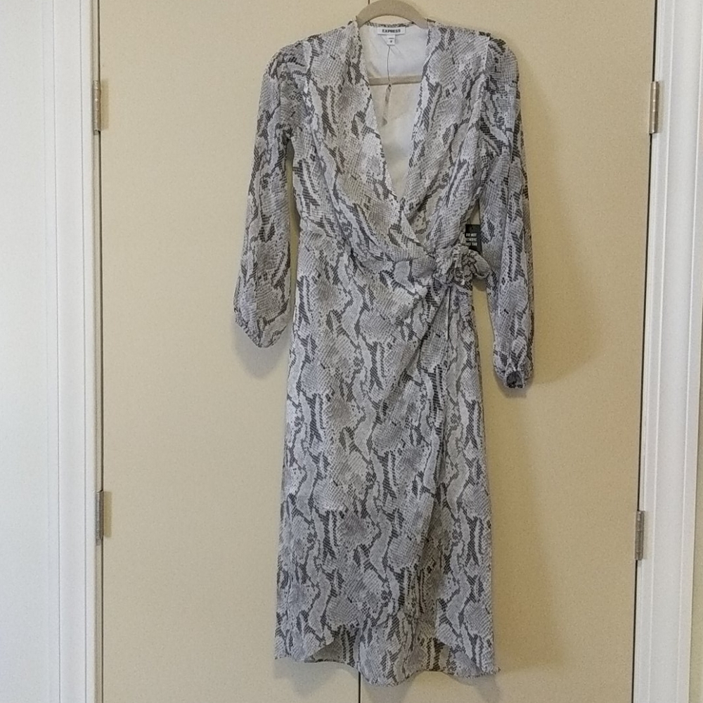 Side wrap snake skin dress